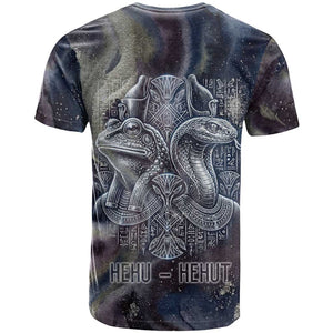 Egyptian Heh and Hauhet T shirt Serpent Duo Design Cosmic Infinity and Eternal Balance Motif