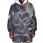 Egyptian Heh and Hauhet Wearable Blanket Hoodie Serpent Duo Design Cosmic Infinity and Eternal Balance Motif