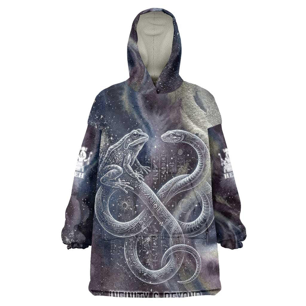 Egyptian Heh and Hauhet Wearable Blanket Hoodie Serpent Duo Design Cosmic Infinity and Eternal Balance Motif