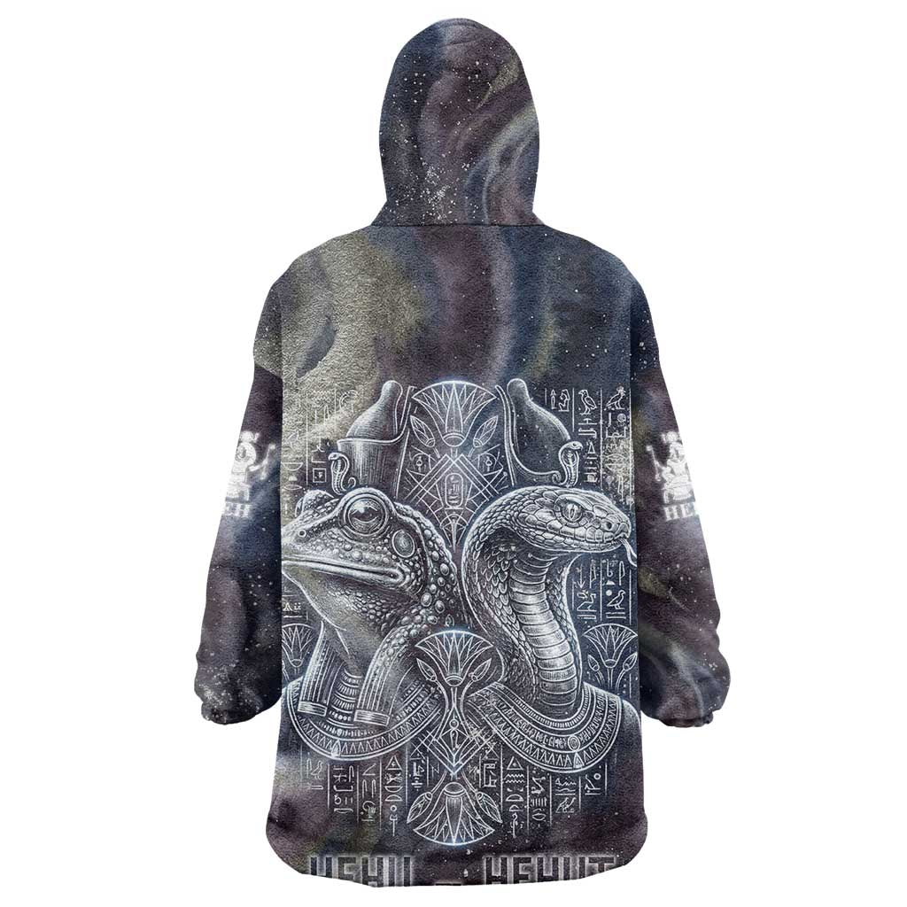 Egyptian Heh and Hauhet Wearable Blanket Hoodie Serpent Duo Design Cosmic Infinity and Eternal Balance Motif