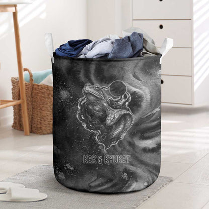 Kek and Kauket Egyptian Laundry Basket Primordial Darkness Design Cosmic Frogs and Serpents