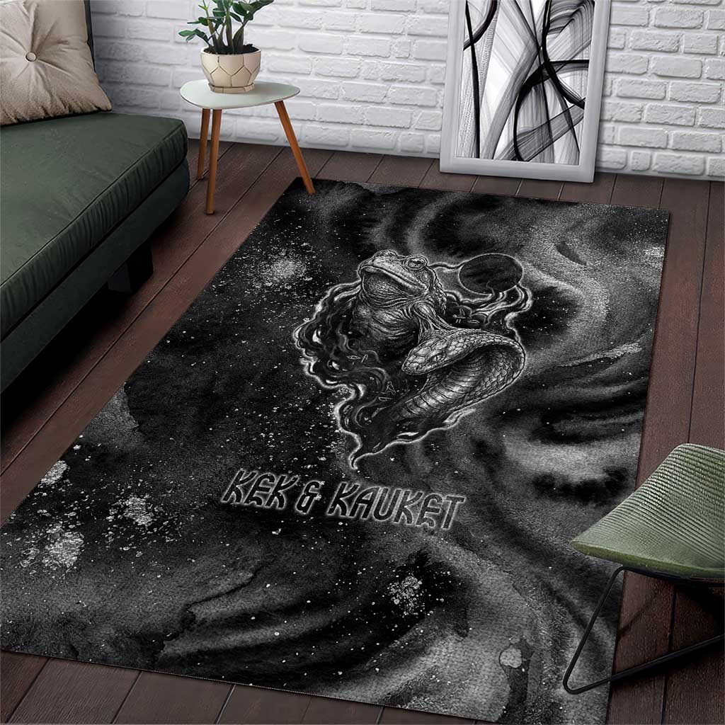 Kek and Kauket Egyptian Area Rug Primordial Darkness Design Cosmic Frogs and Serpents