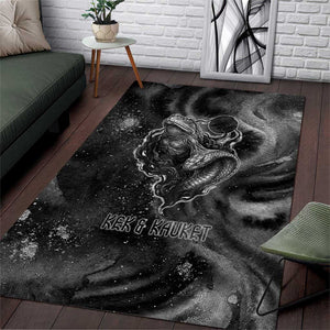 Kek and Kauket Egyptian Area Rug Primordial Darkness Design Cosmic Frogs and Serpents