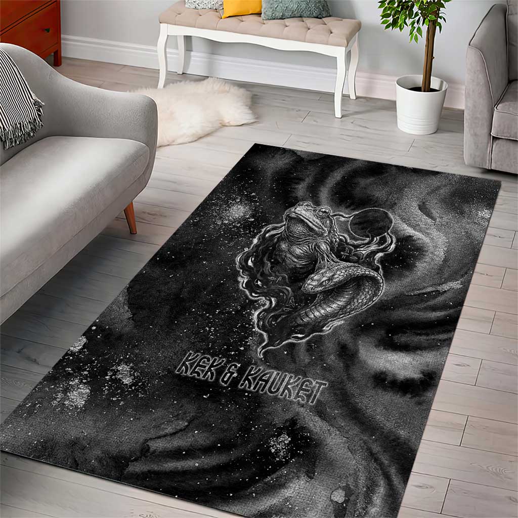 Kek and Kauket Egyptian Area Rug Primordial Darkness Design Cosmic Frogs and Serpents