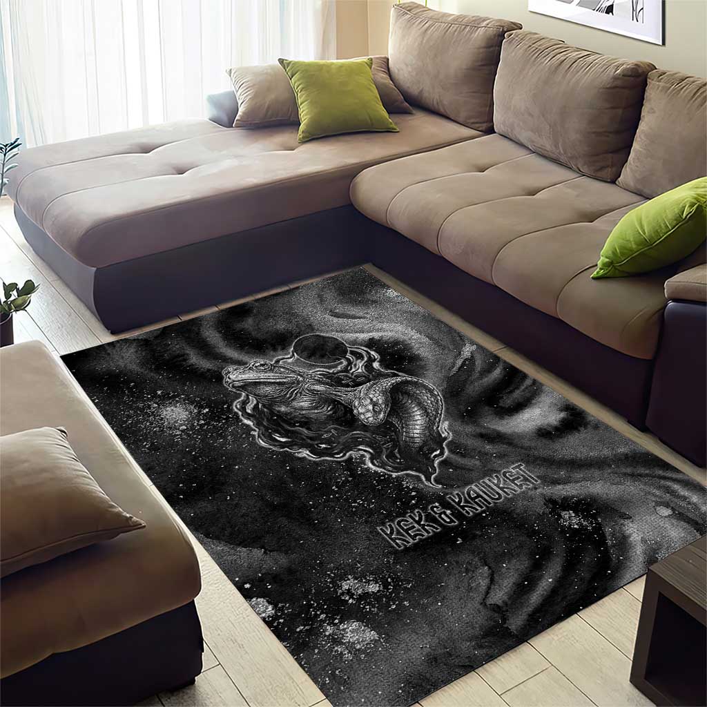 Kek and Kauket Egyptian Area Rug Primordial Darkness Design Cosmic Frogs and Serpents