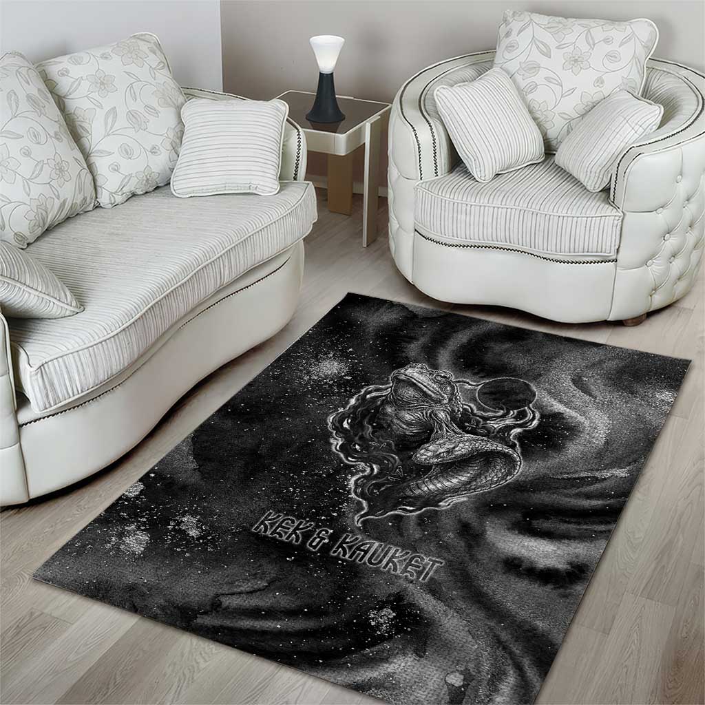 Kek and Kauket Egyptian Area Rug Primordial Darkness Design Cosmic Frogs and Serpents
