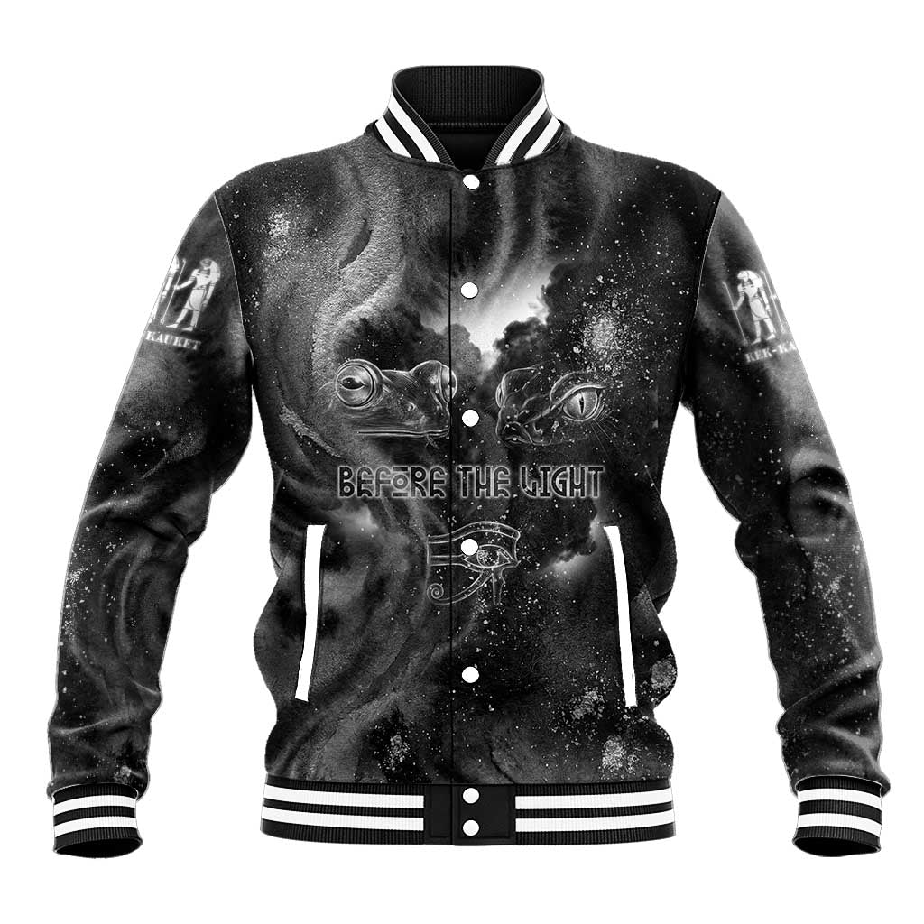 Kek and Kauket Egyptian Baseball Jacket Primordial Darkness Design Cosmic Frogs and Serpents