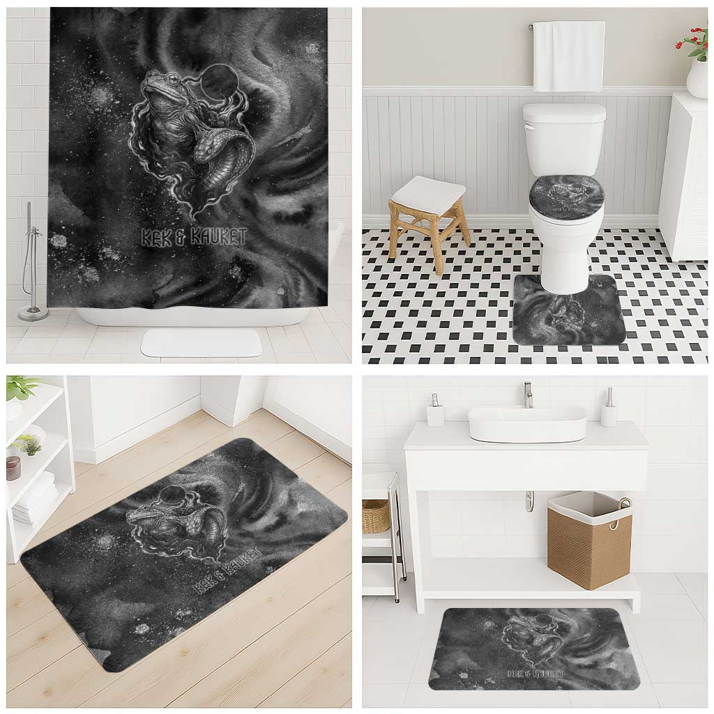 Kek and Kauket Egyptian Bathroom Set Primordial Darkness Design Cosmic Frogs and Serpents