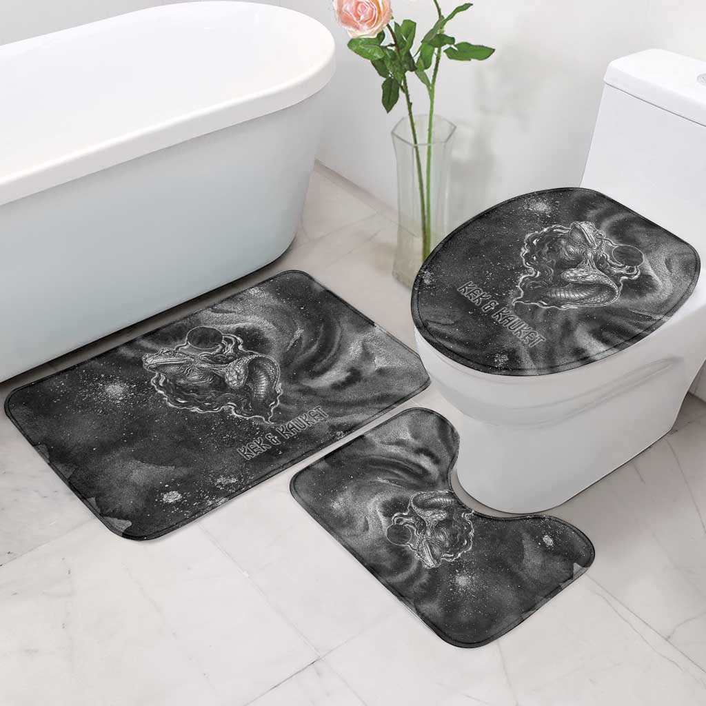 Kek and Kauket Egyptian Bathroom Set Primordial Darkness Design Cosmic Frogs and Serpents