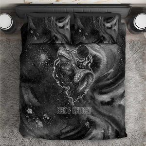 Kek and Kauket Egyptian Bedding Set Primordial Darkness Design Cosmic Frogs and Serpents