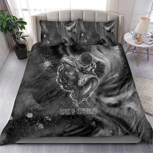 Kek and Kauket Egyptian Bedding Set Primordial Darkness Design Cosmic Frogs and Serpents