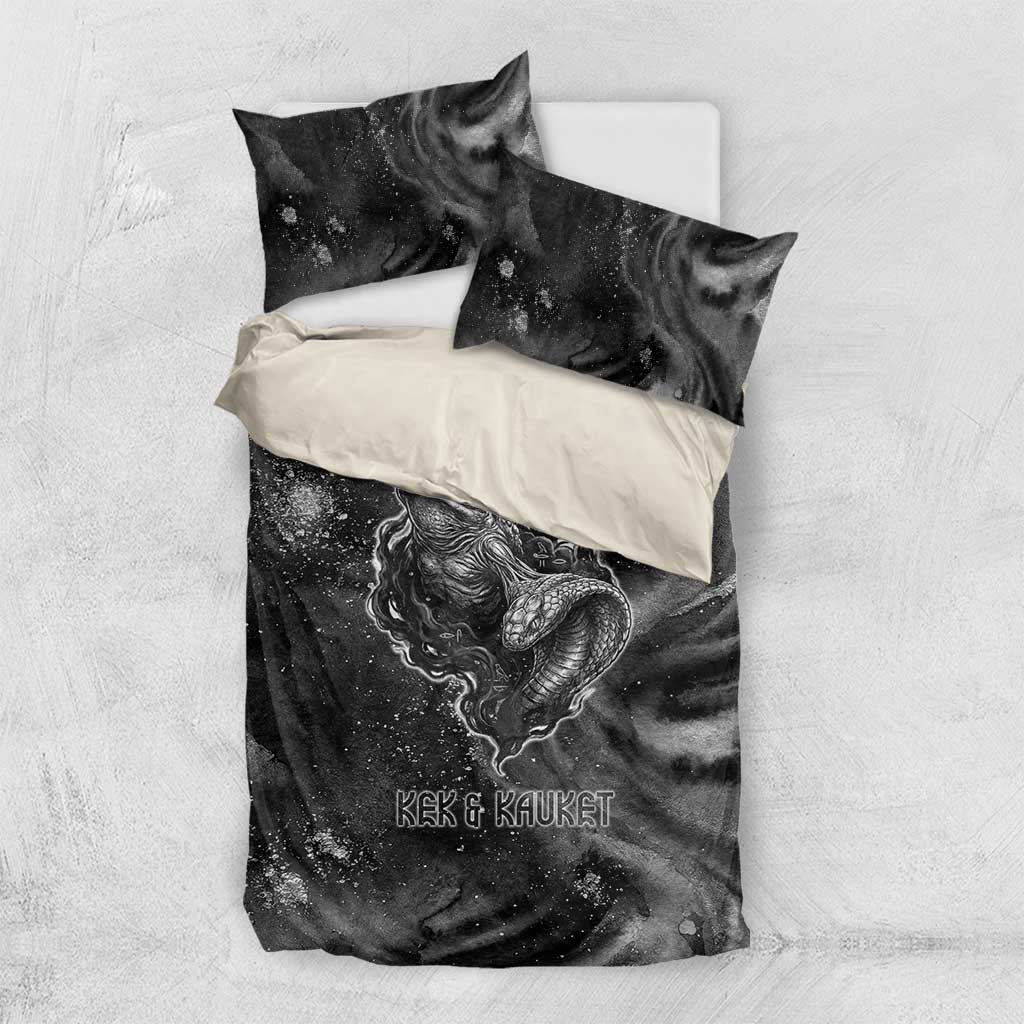 Kek and Kauket Egyptian Bedding Set Primordial Darkness Design Cosmic Frogs and Serpents