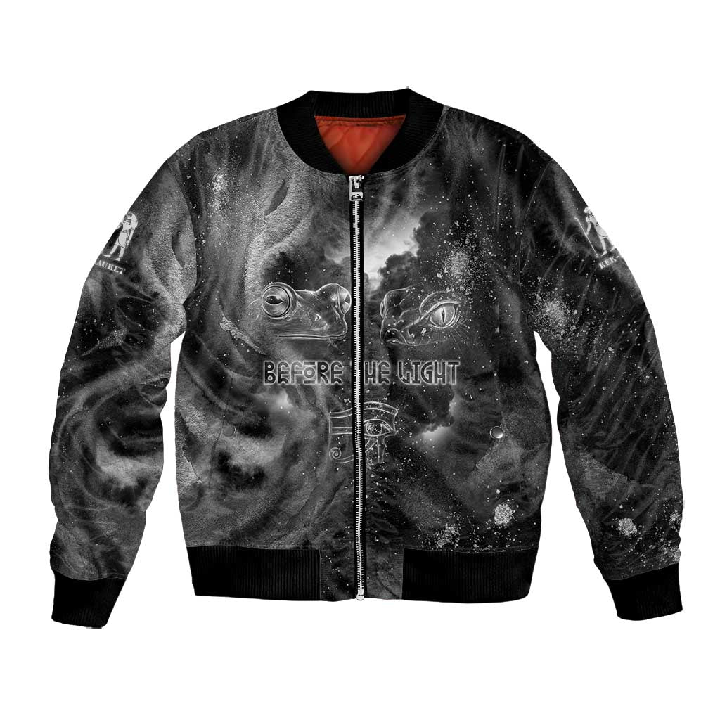 Kek and Kauket Egyptian Bomber Jacket Primordial Darkness Design Cosmic Frogs and Serpents