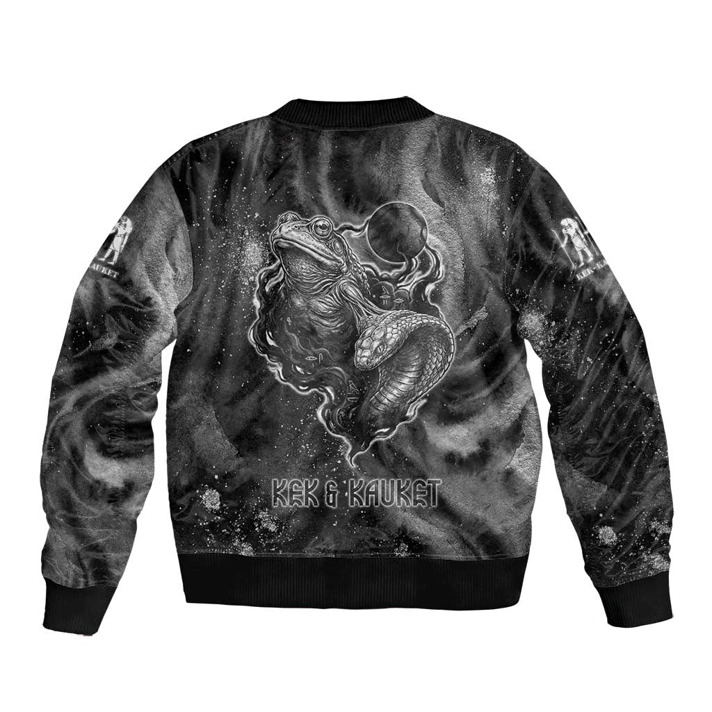 Kek and Kauket Egyptian Bomber Jacket Primordial Darkness Design Cosmic Frogs and Serpents