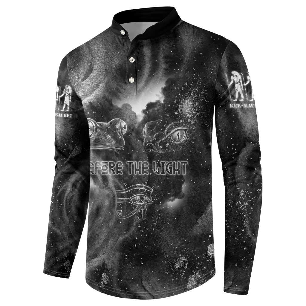 Kek and Kauket Egyptian Button Sweatshirt Primordial Darkness Design Cosmic Frogs and Serpents