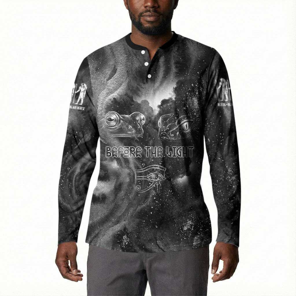 Kek and Kauket Egyptian Button Sweatshirt Primordial Darkness Design Cosmic Frogs and Serpents