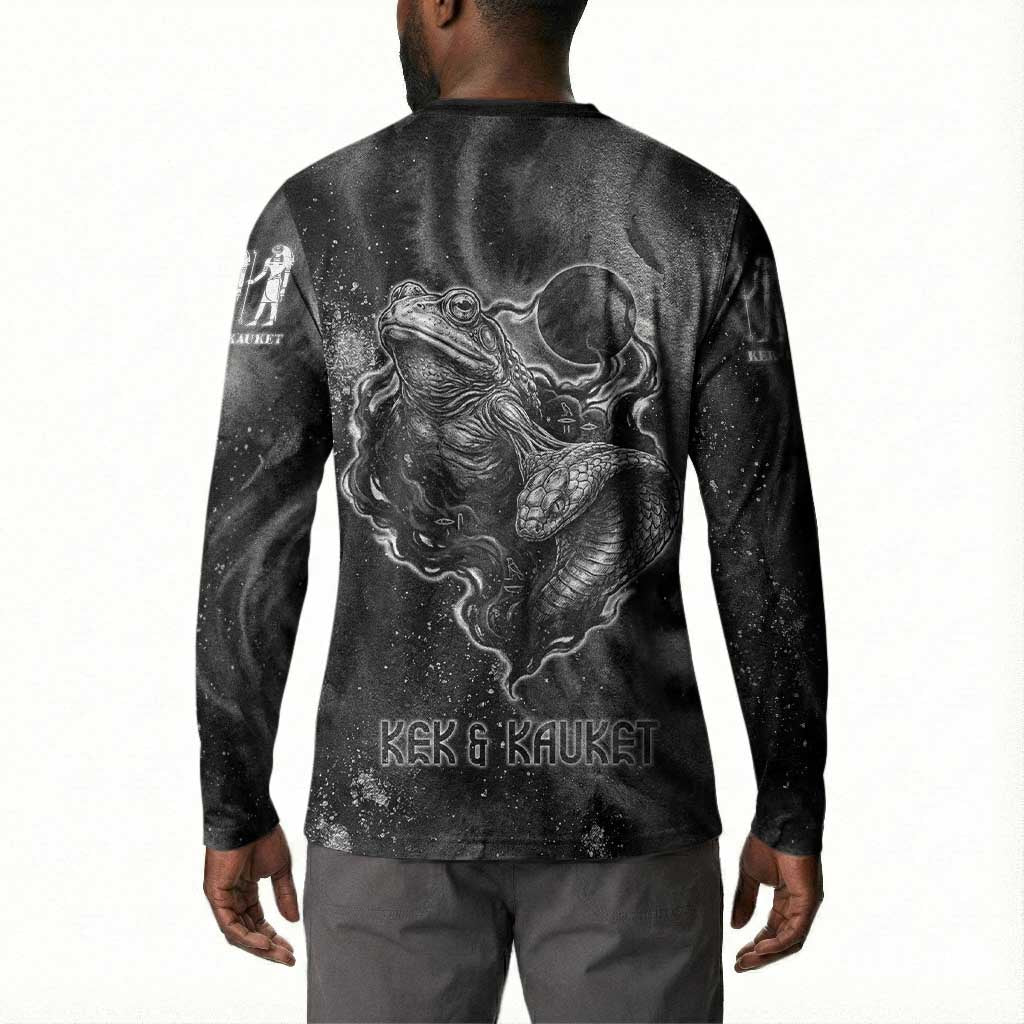 Kek and Kauket Egyptian Button Sweatshirt Primordial Darkness Design Cosmic Frogs and Serpents