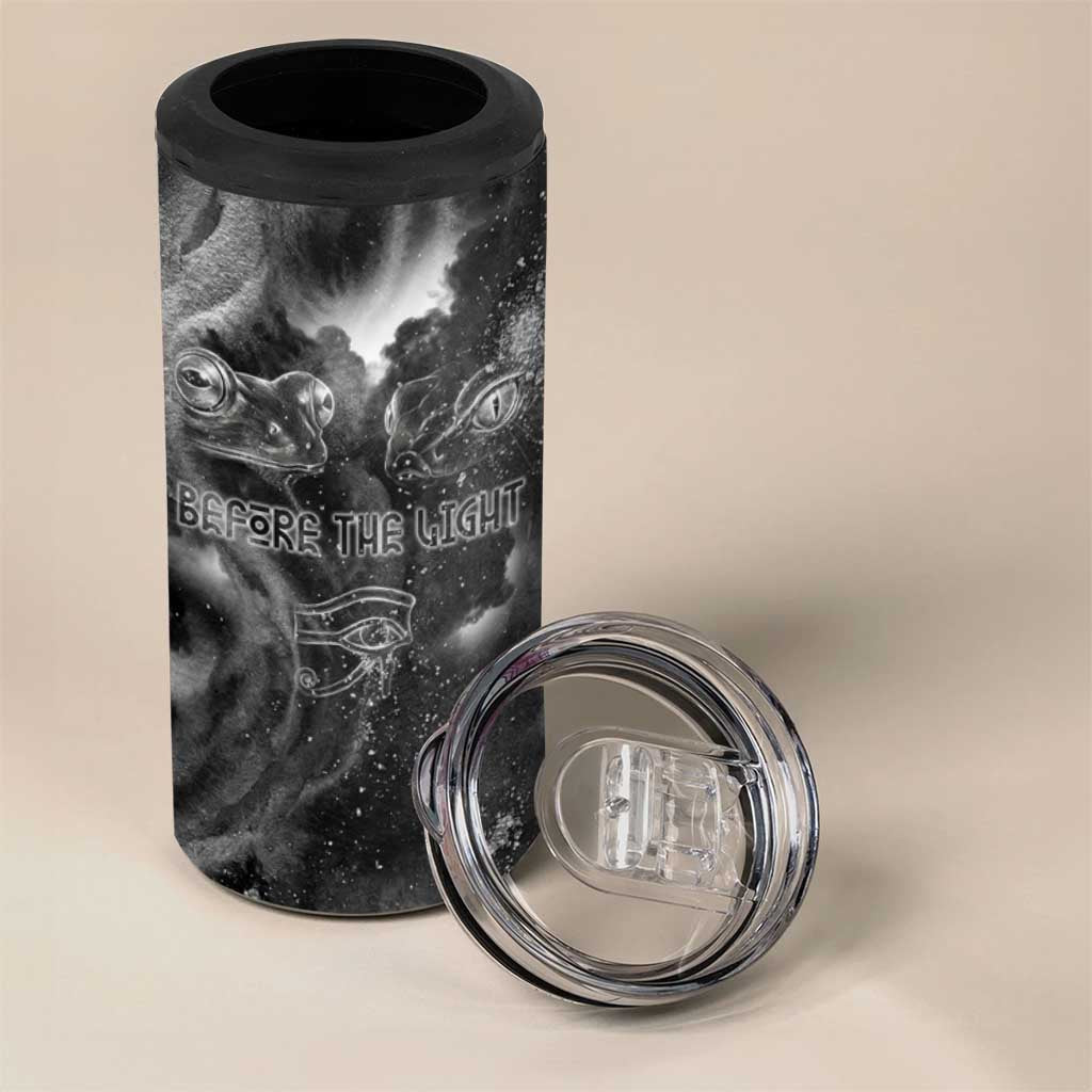 Kek and Kauket Egyptian 4 in 1 Can Cooler Tumbler Primordial Darkness Design Cosmic Frogs and Serpents