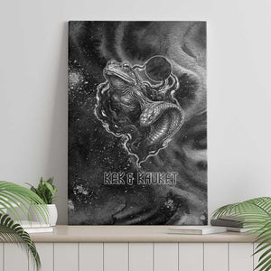 Kek and Kauket Egyptian Canvas Wall Art Primordial Darkness Design Cosmic Frogs and Serpents