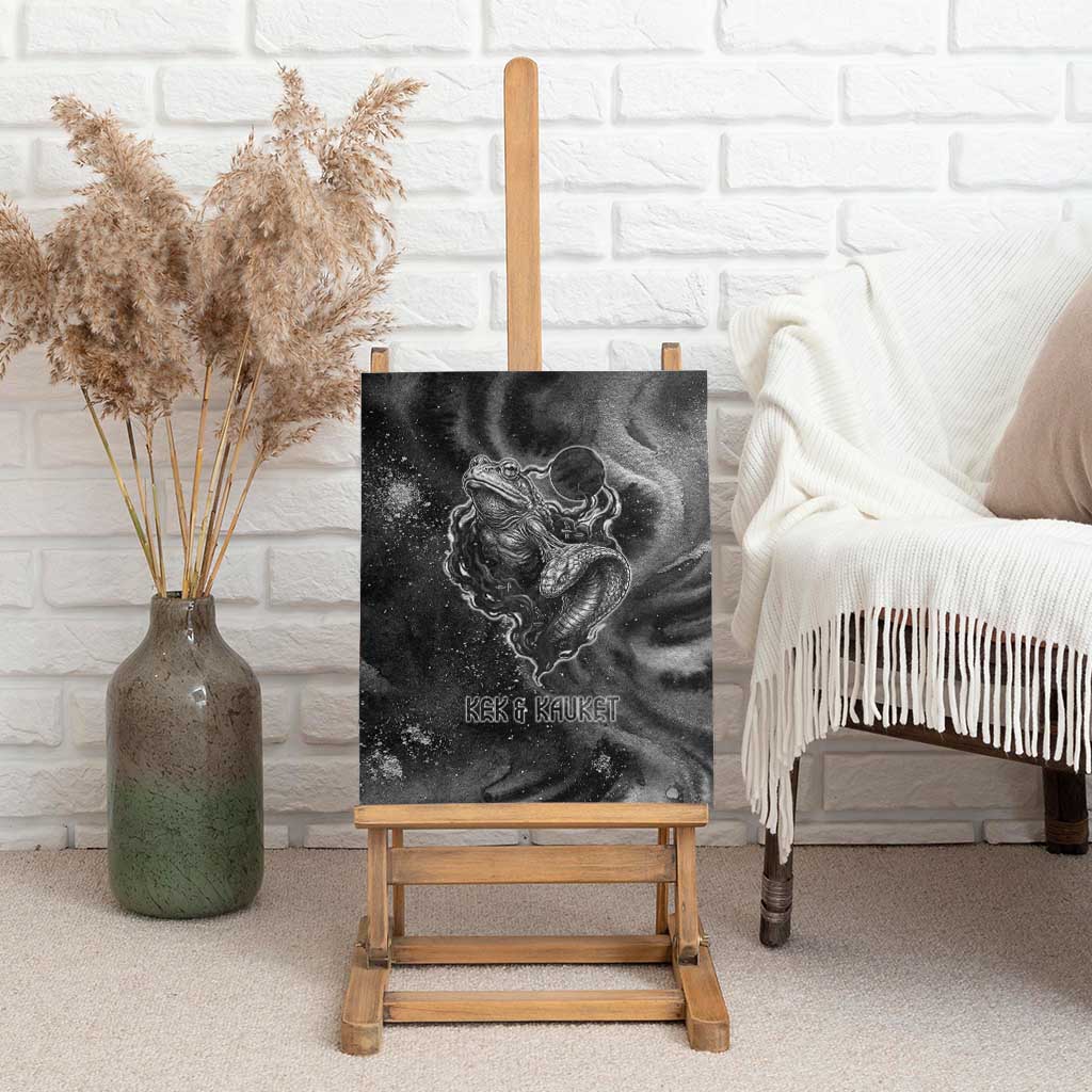 Kek and Kauket Egyptian Canvas Wall Art Primordial Darkness Design Cosmic Frogs and Serpents