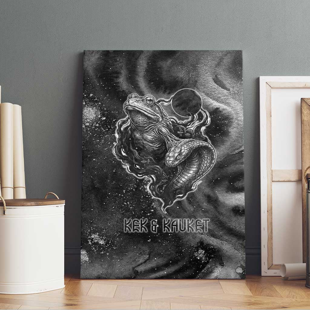 Kek and Kauket Egyptian Canvas Wall Art Primordial Darkness Design Cosmic Frogs and Serpents