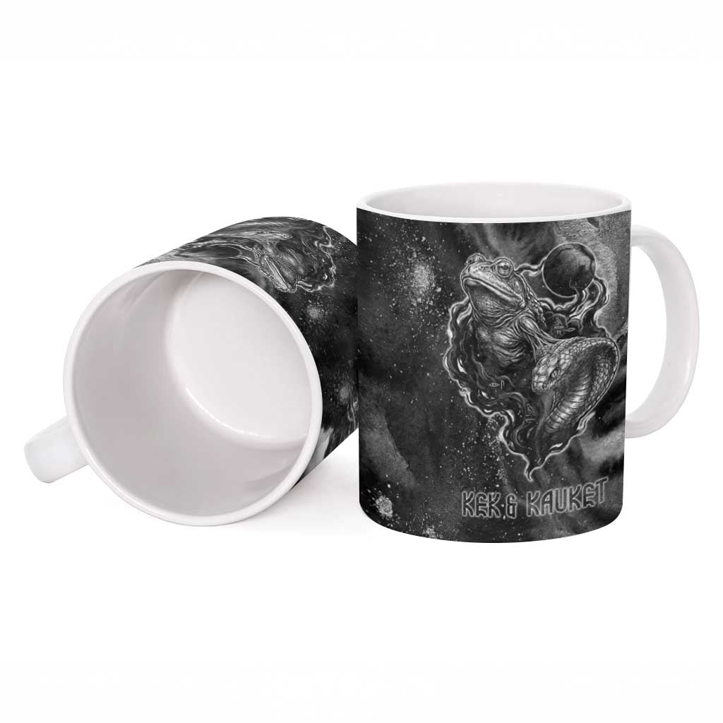 Kek and Kauket Egyptian Ceramic Mug Primordial Darkness Design Cosmic Frogs and Serpents