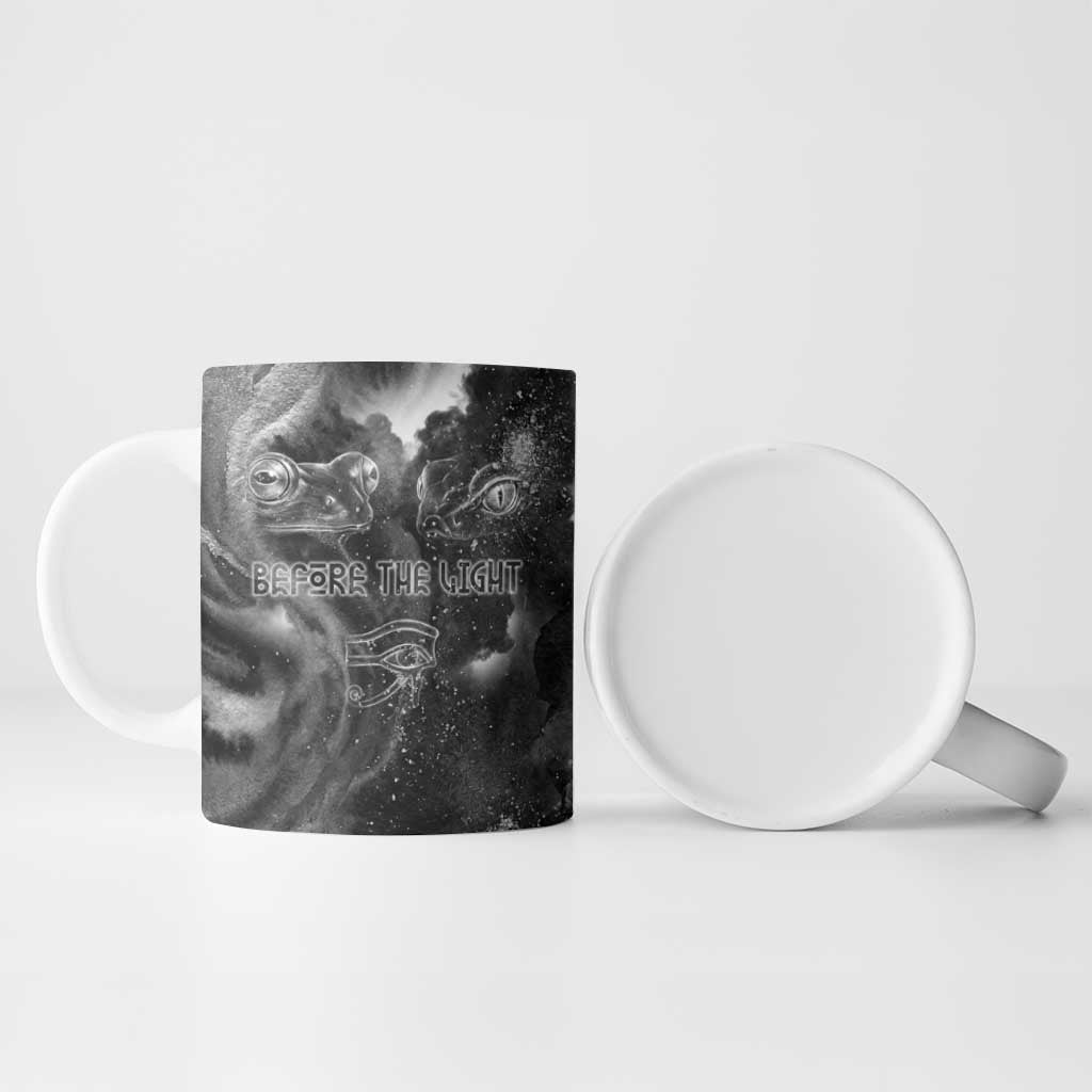 Kek and Kauket Egyptian Ceramic Mug Primordial Darkness Design Cosmic Frogs and Serpents