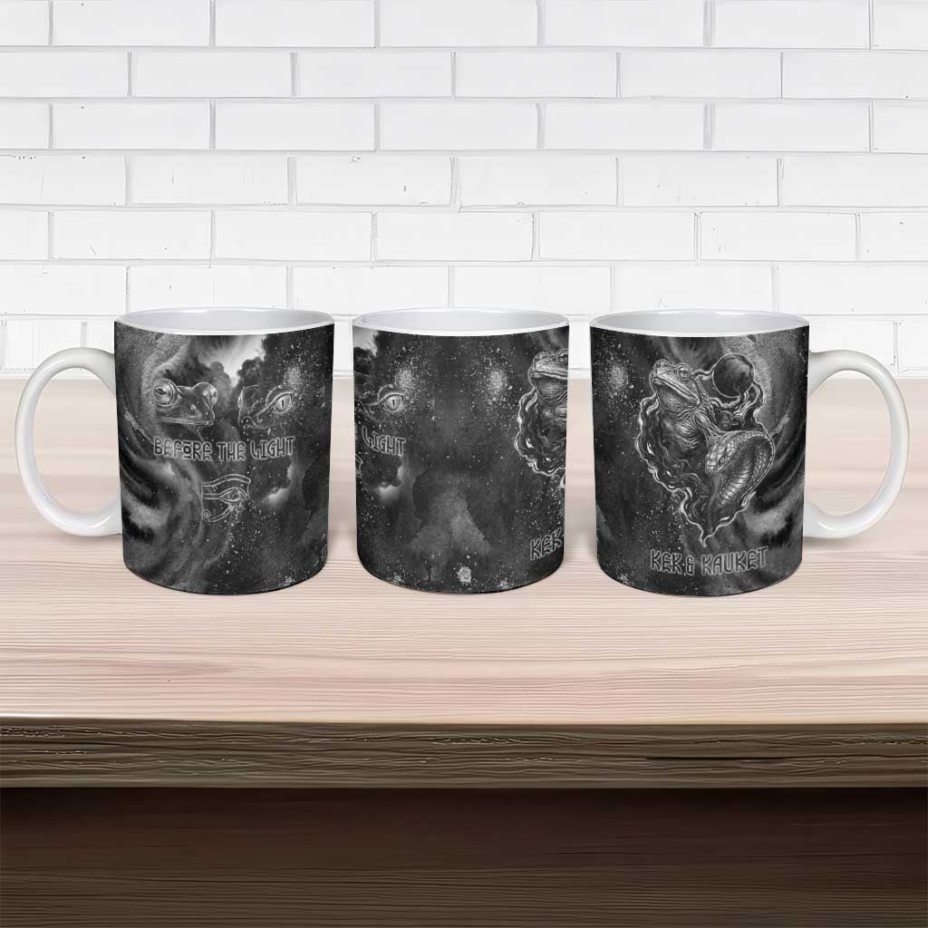 Kek and Kauket Egyptian Ceramic Mug Primordial Darkness Design Cosmic Frogs and Serpents