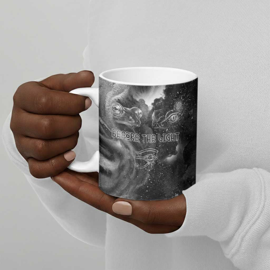 Kek and Kauket Egyptian Ceramic Mug Primordial Darkness Design Cosmic Frogs and Serpents