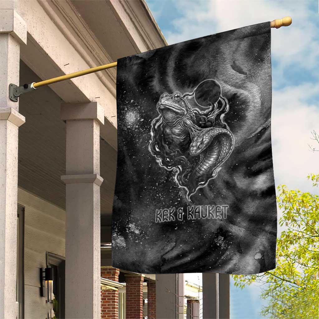 Kek and Kauket Egyptian Garden Flag Primordial Darkness Design Cosmic Frogs and Serpents