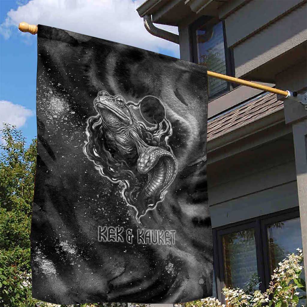 Kek and Kauket Egyptian Garden Flag Primordial Darkness Design Cosmic Frogs and Serpents