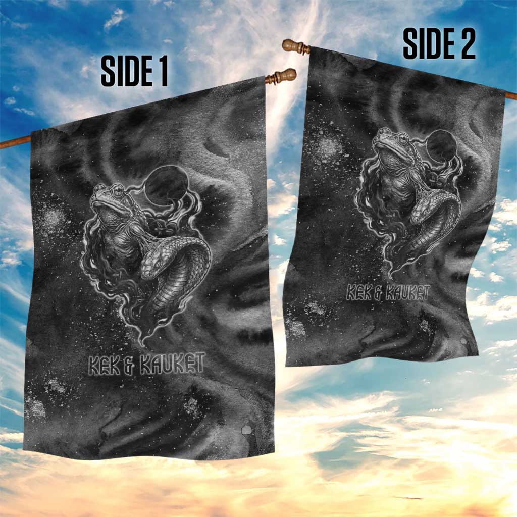 Kek and Kauket Egyptian Garden Flag Primordial Darkness Design Cosmic Frogs and Serpents