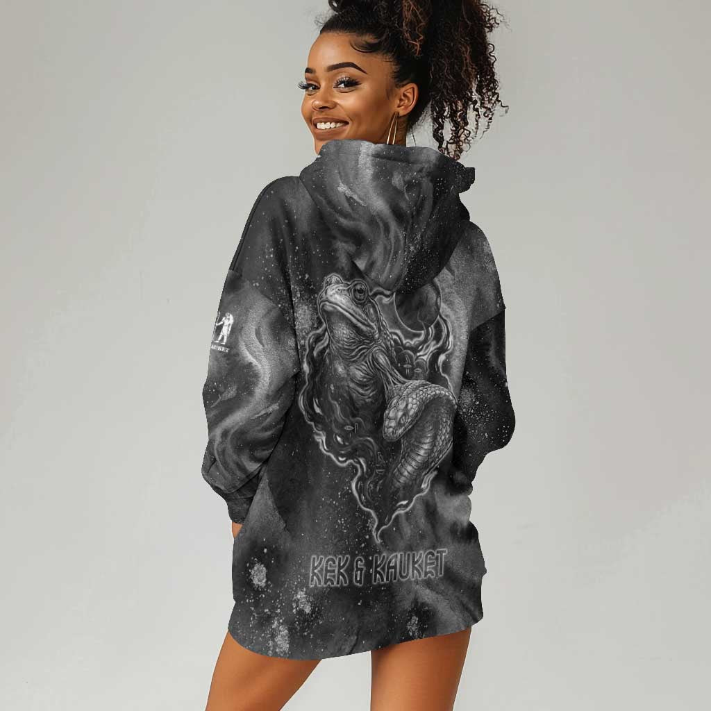 Kek and Kauket Egyptian Hoodie Dress Primordial Darkness Design Cosmic Frogs and Serpents