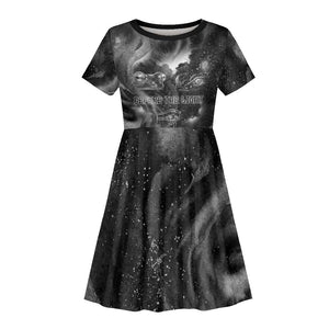 Kek and Kauket Egyptian Kid Short Sleeve Dress Primordial Darkness Design Cosmic Frogs and Serpents