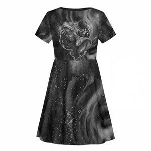 Kek and Kauket Egyptian Kid Short Sleeve Dress Primordial Darkness Design Cosmic Frogs and Serpents