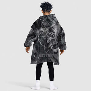 Kek and Kauket Egyptian Kid Wearable Blanket Hoodie Primordial Darkness Design Cosmic Frogs and Serpents