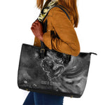 Kek and Kauket Egyptian Leather Tote Bag Primordial Darkness Design Cosmic Frogs and Serpents