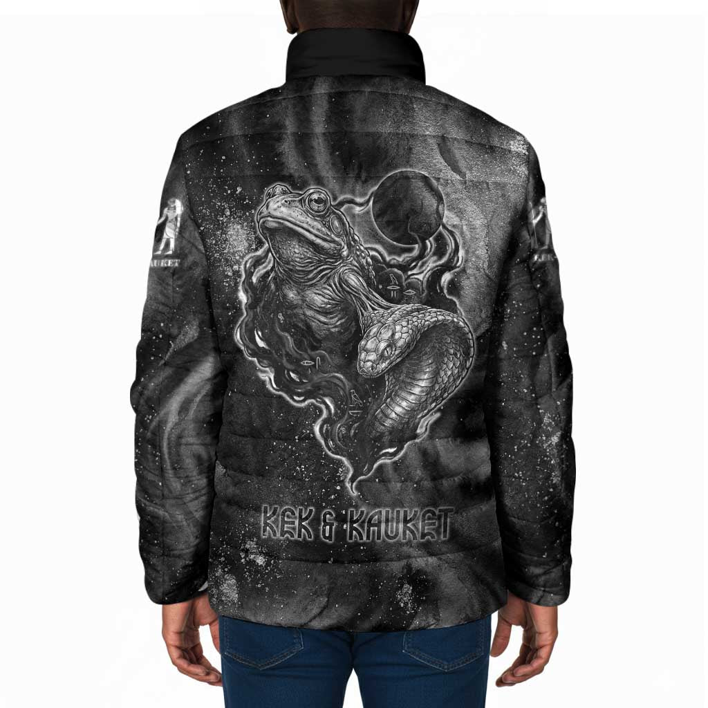 Kek and Kauket Egyptian Padded Jacket Primordial Darkness Design Cosmic Frogs and Serpents