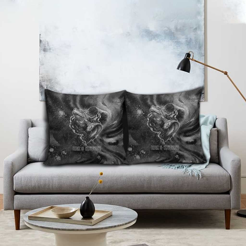 Kek and Kauket Egyptian Pillow Cover Primordial Darkness Design Cosmic Frogs and Serpents