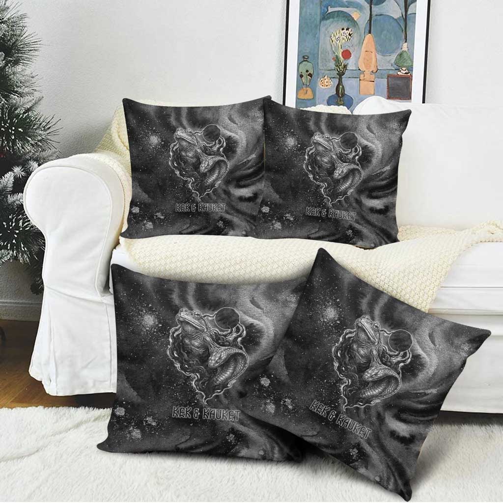 Kek and Kauket Egyptian Pillow Cover Primordial Darkness Design Cosmic Frogs and Serpents