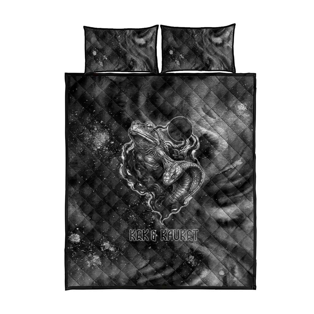 Kek and Kauket Egyptian Quilt Bed Set Primordial Darkness Design Cosmic Frogs and Serpents