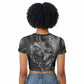 Kek and Kauket Egyptian Raglan Cropped T shirt Primordial Darkness Design Cosmic Frogs and Serpents
