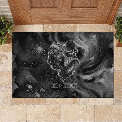 Kek and Kauket Egyptian Rubber Doormat Primordial Darkness Design Cosmic Frogs and Serpents