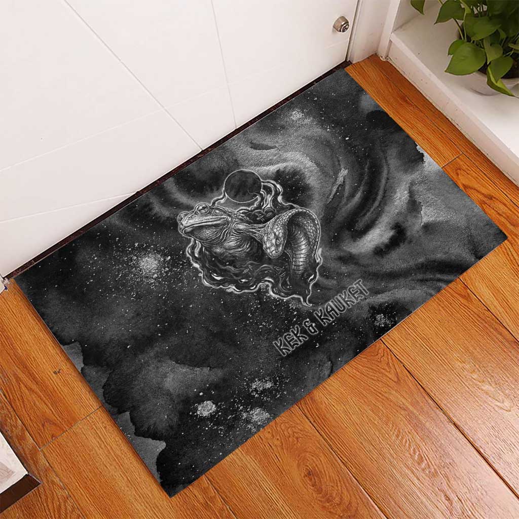 Kek and Kauket Egyptian Rubber Doormat Primordial Darkness Design Cosmic Frogs and Serpents