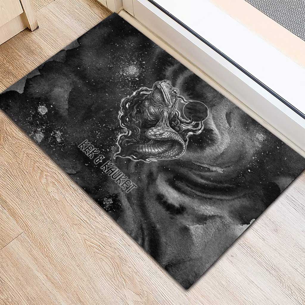 Kek and Kauket Egyptian Rubber Doormat Primordial Darkness Design Cosmic Frogs and Serpents