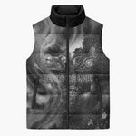 Kek and Kauket Egyptian Sleeveless Puffer Jacket Primordial Darkness Design Cosmic Frogs and Serpents