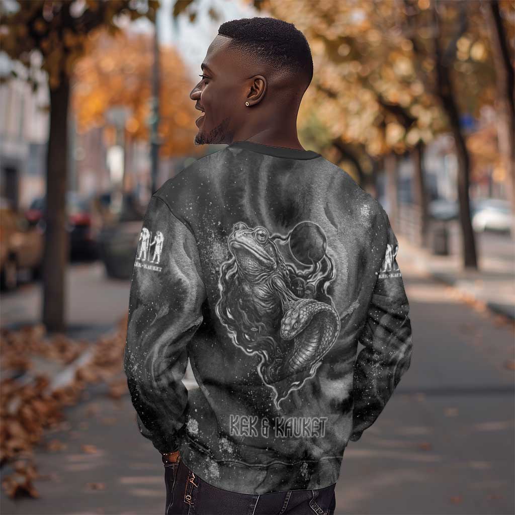 Kek and Kauket Egyptian Sweatshirt Primordial Darkness Design Cosmic Frogs and Serpents