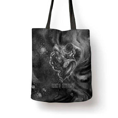 Kek and Kauket Egyptian Tote Bag Primordial Darkness Design Cosmic Frogs and Serpents