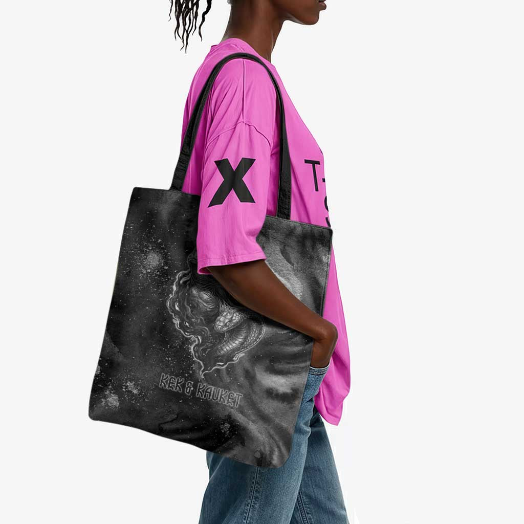 Kek and Kauket Egyptian Tote Bag Primordial Darkness Design Cosmic Frogs and Serpents