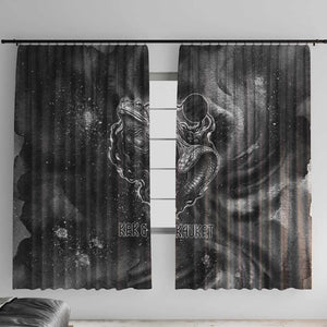 Kek and Kauket Egyptian Window Curtain Primordial Darkness Design Cosmic Frogs and Serpents